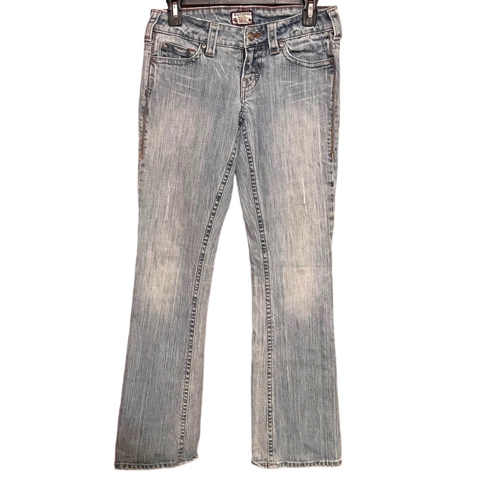 KALI Denim Jeans Womans Sz 5 Jrs Light Wash Stone Wash Distressed Bootcut
